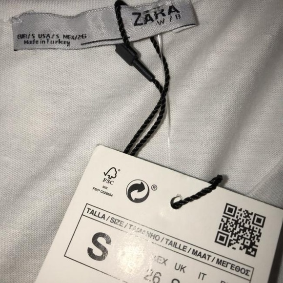 Zara White Asymmetrical Checkered Blouse Size: S - Picture 5 of 5